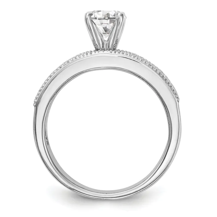 Goldia Rings 010ct CZ Solid Real 14K White Gold Peg Set Engagement Ring