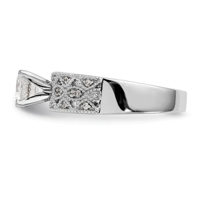 Goldia Rings 010ct CZ Solid Real 14K White Gold Peg Set Engagement Ring