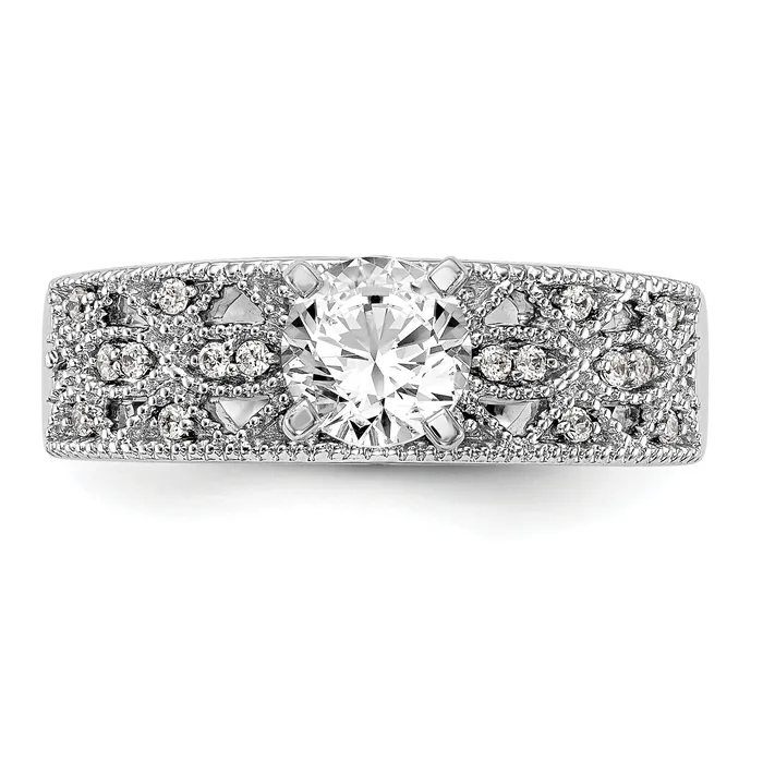 Goldia Rings 010ct CZ Solid Real 14K White Gold Peg Set Engagement Ring