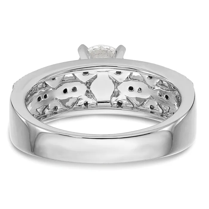 Goldia Rings 010ct CZ Solid Real 14K White Gold Peg Set Engagement Ring