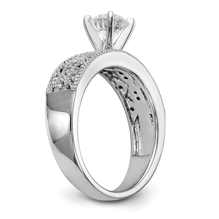 Goldia Rings 010ct CZ Solid Real 14K White Gold Peg Set Engagement Ring