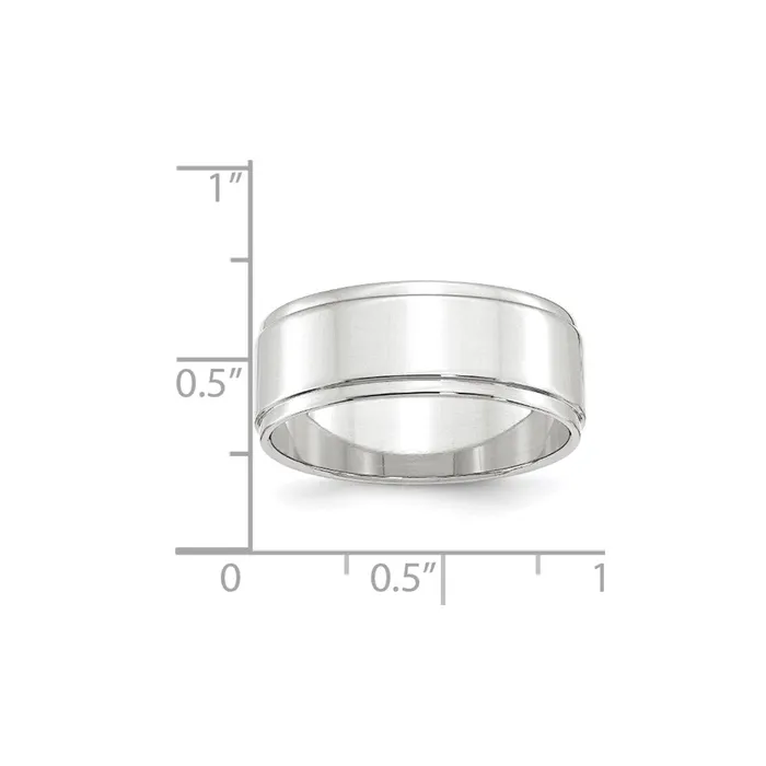 Goldia Solid 18K White Gold 8mm Flat with Step Edge MensWomens Wedding Band Ring Size 14 Rings Goldia Solid 18K White Gold 8mm Flat with Step Edge MensWomens Wedding Band Ring Size 14 Rings