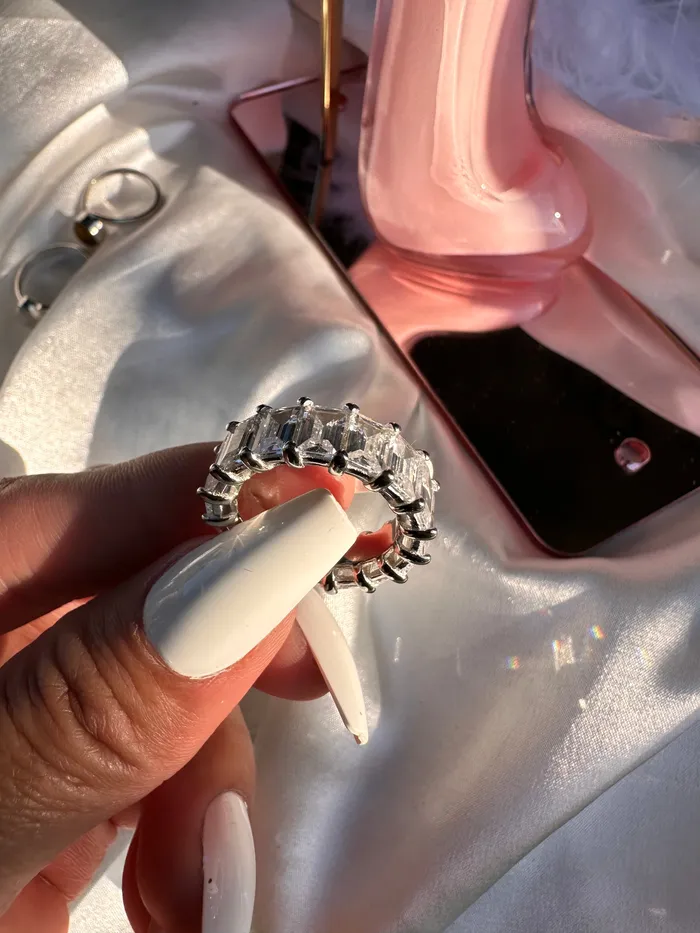 MP Jewelry Silver CZ Band Rings