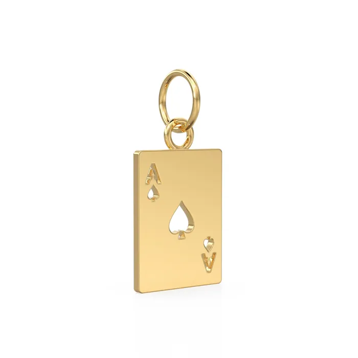 Solid Gold Tiny Playing Cards Charm Ace of Hearts Charm Playing Card Pendant Ace Charm Laser Cut Jewelry Supplies Jalvi Co Charm Necklaces