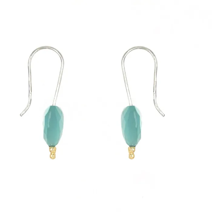 Emily Amey Jewelry Earrings Aquaprase Halfmoon earrings in sterling silver with gold beads