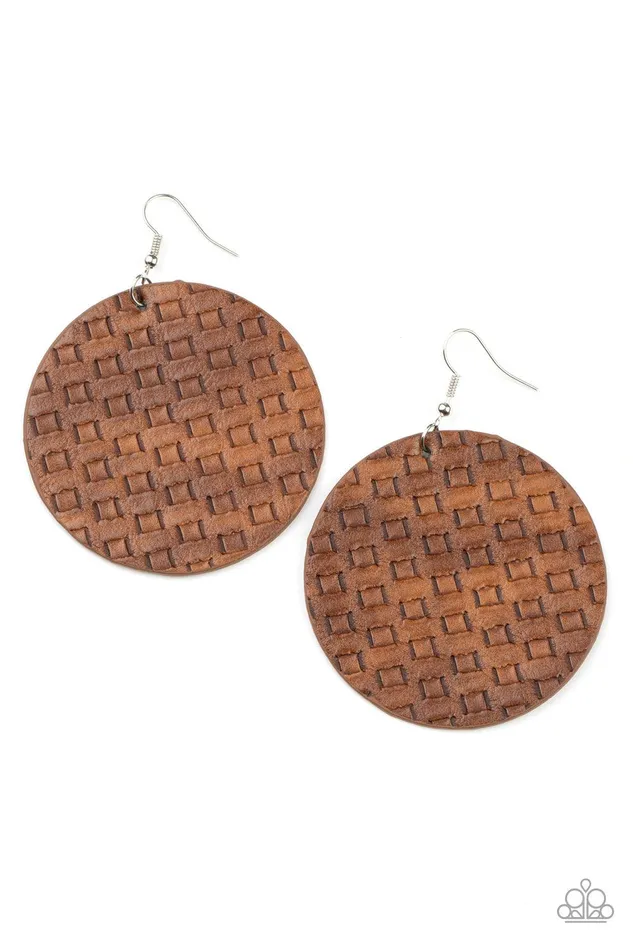 Paparazzi Accessories Earrings WEAVE Me Out Of It Brown Earrings Jewelry by Bretta